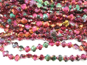 

2strands 20" Ruby Red Crystal Beads 12mm CRYSTAL Clover Faceted Bead Crystalized Chinese Crystal Flower spacer beads--more color