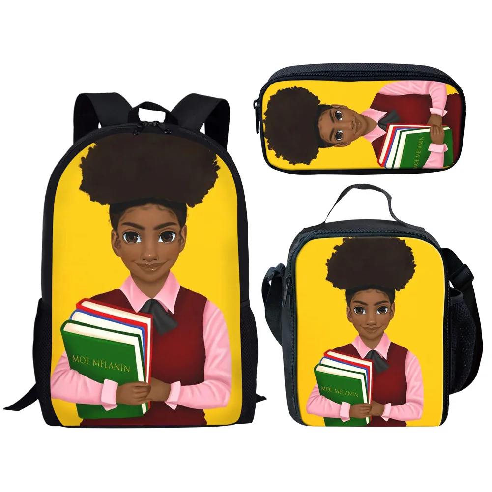 NOISYDESIGNS Children School Bags for Kids Black Girl Magic Afro Lady Printing School Bag Teenagers Shoulder Book Bag Mochila - Цвет: YQ4048CGK