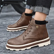 GNOME/осенне-зимние кожаные рабочие ботильоны с высоким берцем Мужская защитная обувь мужские повседневные ботинки в стиле ретро мужские ботинки в винтажном стиле