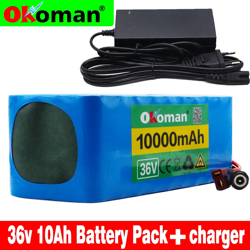

36V 10S4P 10Ah 500W high power capacity 42V 18650 lithium battery pack 10000mAh electric bicycle bicycle scooter BMS + charger