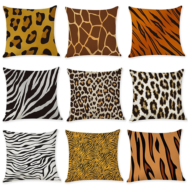 

2019 NEW Cushion Cover Minimalistic Style Animal fur pattern Cotton Linen Home Decorative Pillow Cover For Sofa Car
