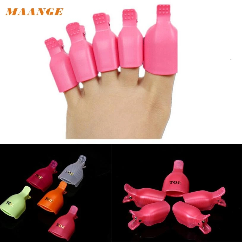

Nail Polish Remover MAANGE ColorWomen New 5Pcs Toenail Soak Off Clip Caps Gel Nail Art Tips Reusable Clamp Remover jy7