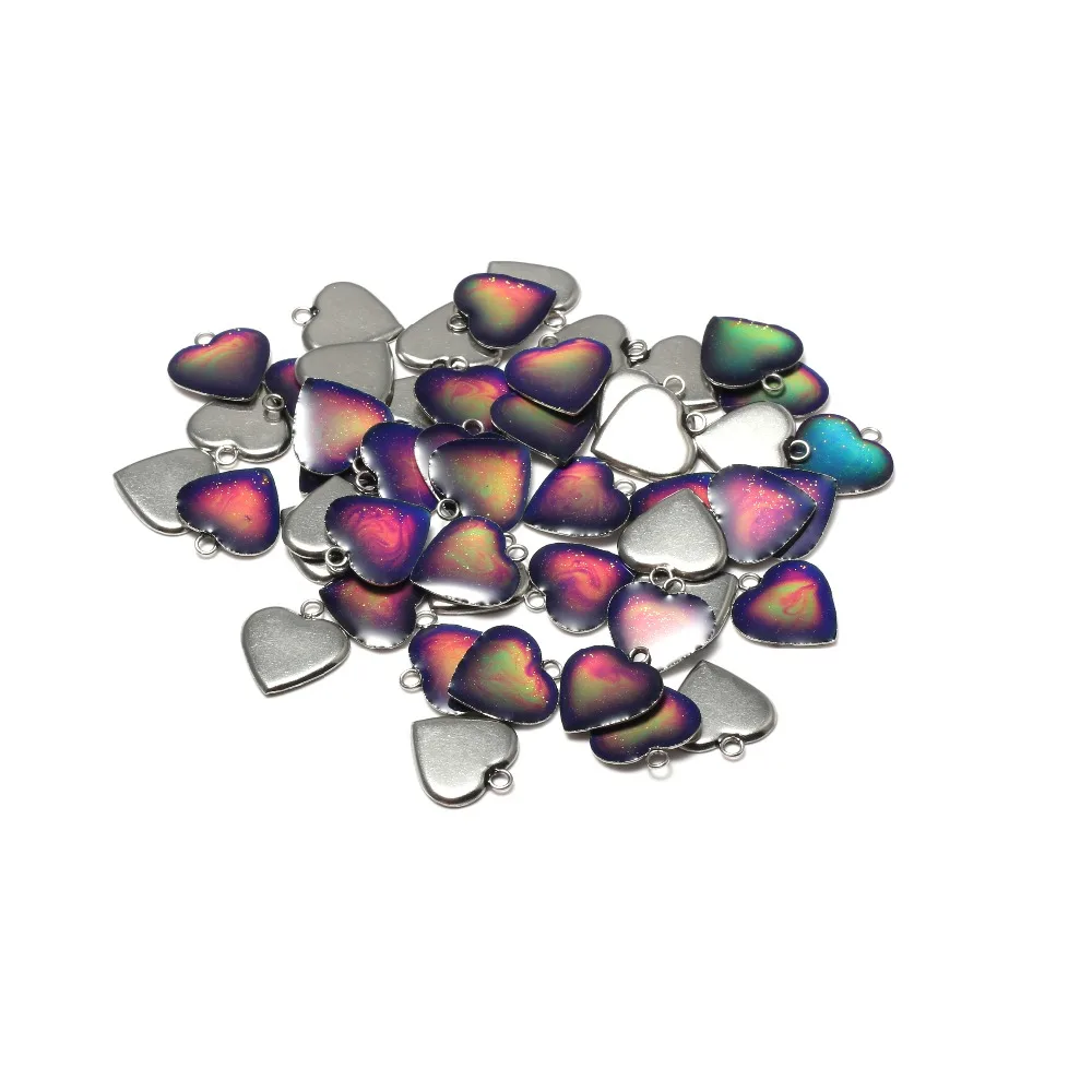

5pcs Pendant Round Retro Stainless Steel Emotional Color Heart Emotional Warm Necklace Pendant