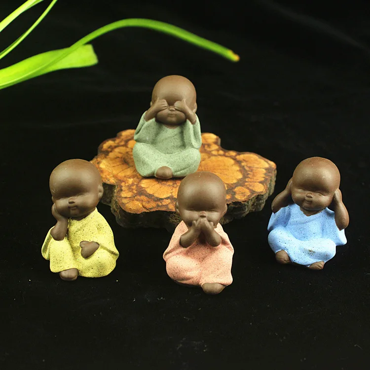 

4Pcs Purple Clay The Little Monk For Home Decoration Tea Pet
