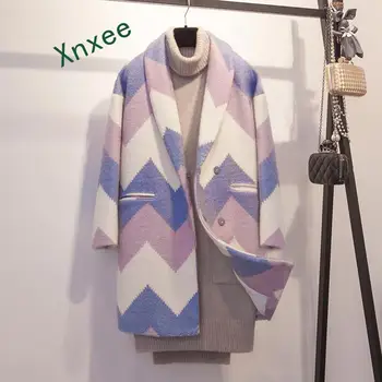 

XnxeeAutumn Coat Women New 2019 Fashion Long Sleeve Outerwear Coat Spring Winter Office Lady Thickening Turn Down Collar Overcoa