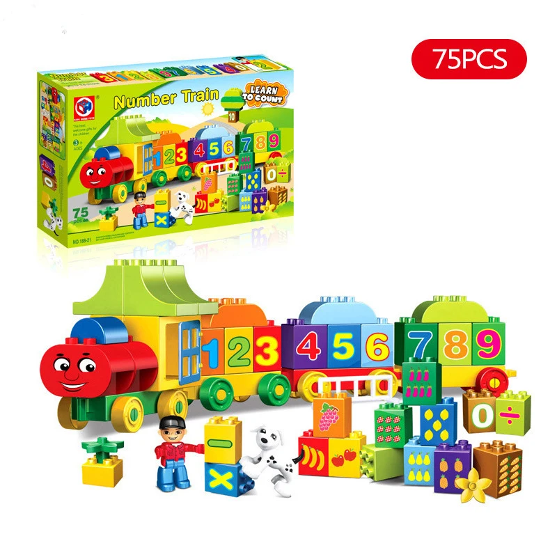 

75pcs Number Train Building Blocks Education Number Bricks Toys For Children Compatible With Legoings Duplos Original Box