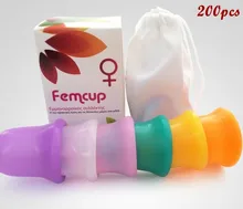 200 pcs Новое Поступление Многоразовые Медицинского Силикона Менструальный Кубок/Lady Кубок Женская Гигиена Продуктов для Femcup 6 цветов выбрать