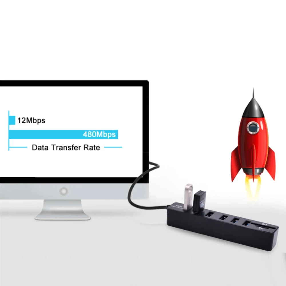 Usb хаб Combo 3/6 портов высокоскоростной USB 2 0 разветвитель Multi комбо в 1 SD/TF кардридер