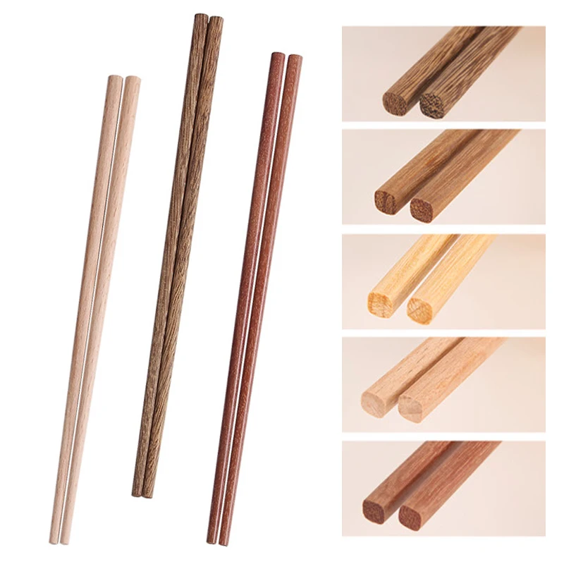 Fashion 1Pair Handmade Natural Bamboo Wood Chopsticks Beech Chinese Ironwood Tableware Sandal Food Stick Door Frame Reusable