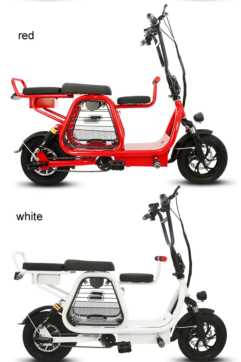 Clearance 12-inch lithium battery electric bicycle foldable three-seat electric bike with pet basket bicycle adult two-wheeled scooter 13