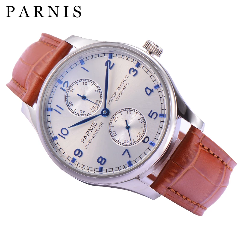 

Fashion 43mm Parnis Mechanical Men Watch Power Reserve Diver Automatic Men's Watches Waterproof Man Clock marque de luxe 2019