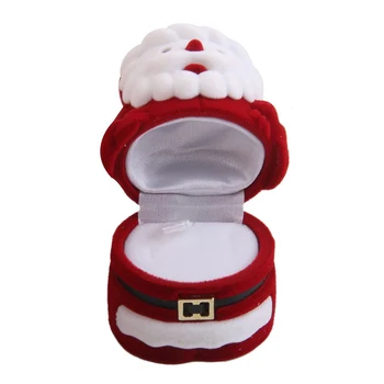 

Santa Shaped Velvet Ring Display Storage Case Xmas Gift Box Red White