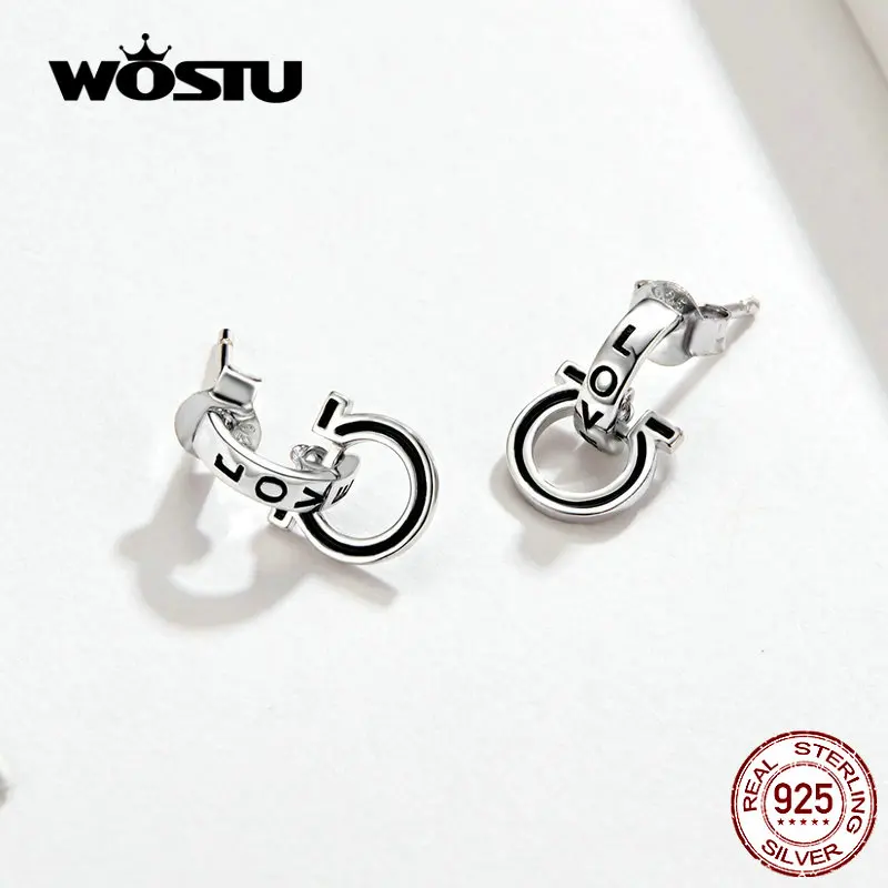 WOSTU,, 925 пробы, серебряные, с буквами любви, круглые серьги, циркон, свисающие серьги для женщин, модный стиль, свадебные ювелирные изделия CQE664