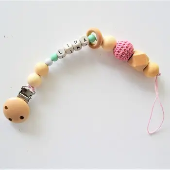 

1PC Customize The Baby's Name Pacifier Chain Personalised English Letter Beads Birth Gift Organic Teether Nursing Accessories