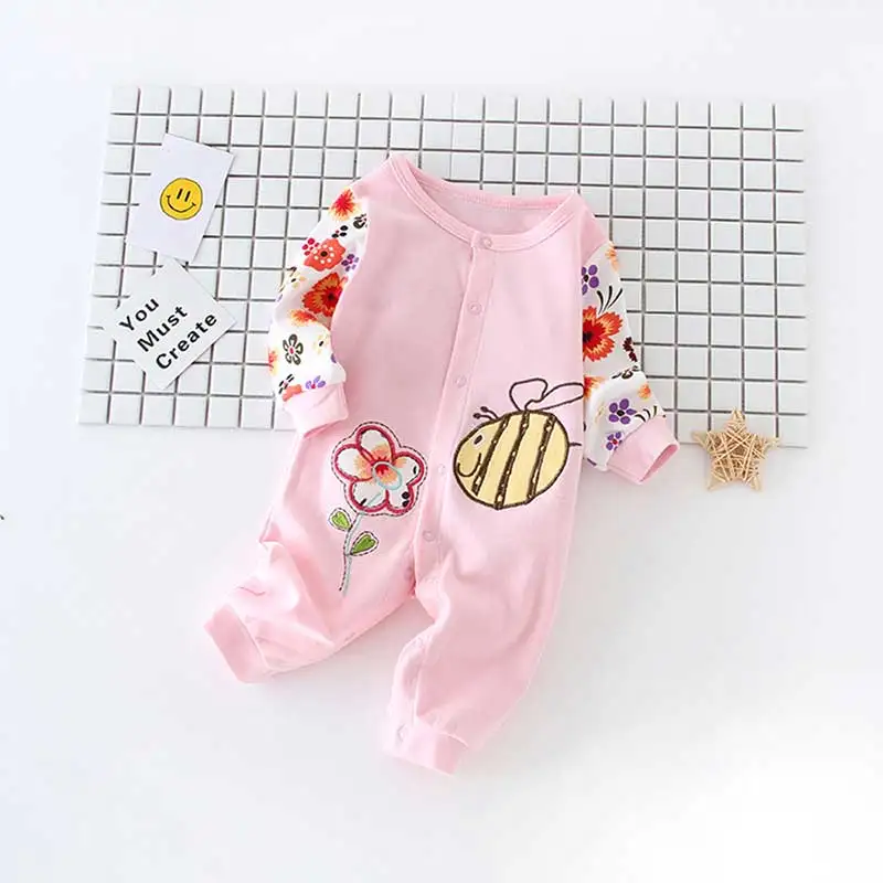 Tomppy Newborn Infant Baby Girl Boy Cartoon Elephant Floral Jumpsuits Pompon Tassel Romper Headband Bodysuit Sets