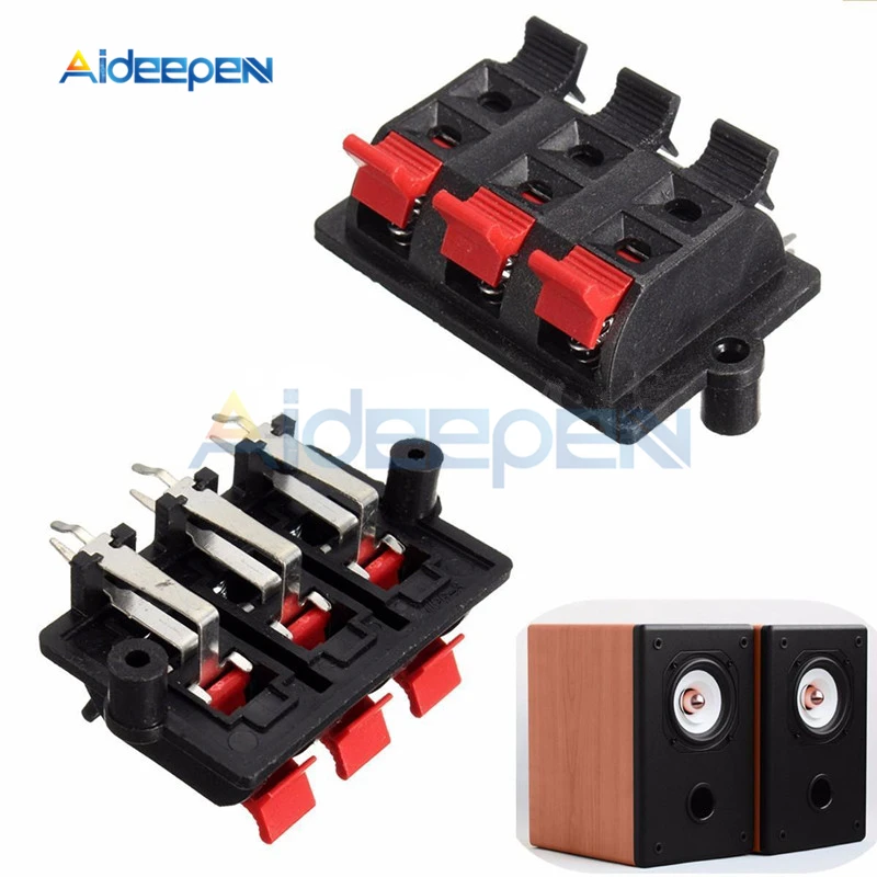 

2Pcs 6 Positions Way Connector Terminal Push in Jack Spring 6 Pin Load Audio Speaker Terminals