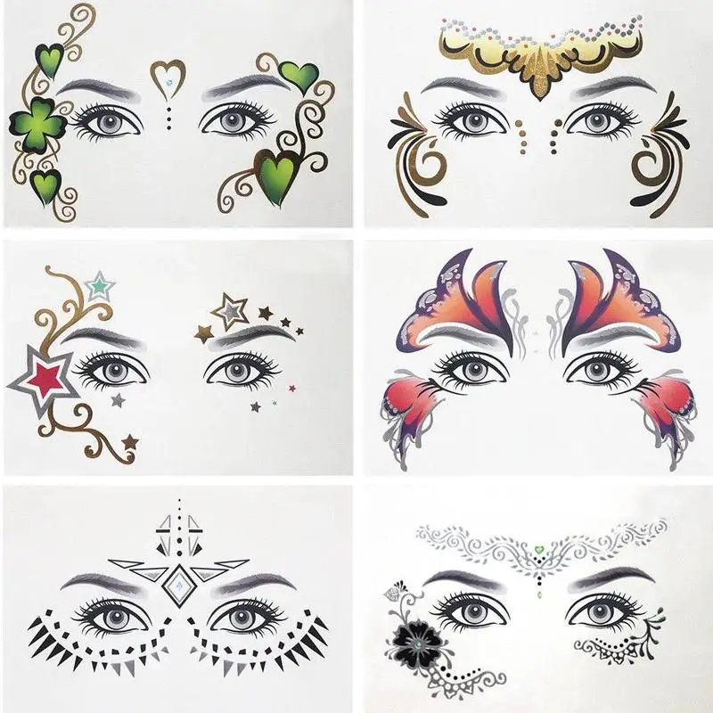 1/8PCS Waterproof Fake Temporary Tattoos Sticker Face Mask Tattoo for