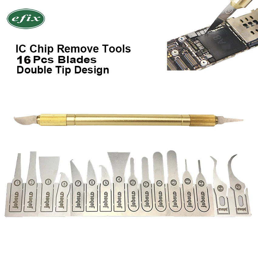 

Free Shipping 16 in 1 IC Chip Repair Thin Blade Tool CPU Remover Burin To Remove iPhone Processors NAND Flash Mainboard For BGA