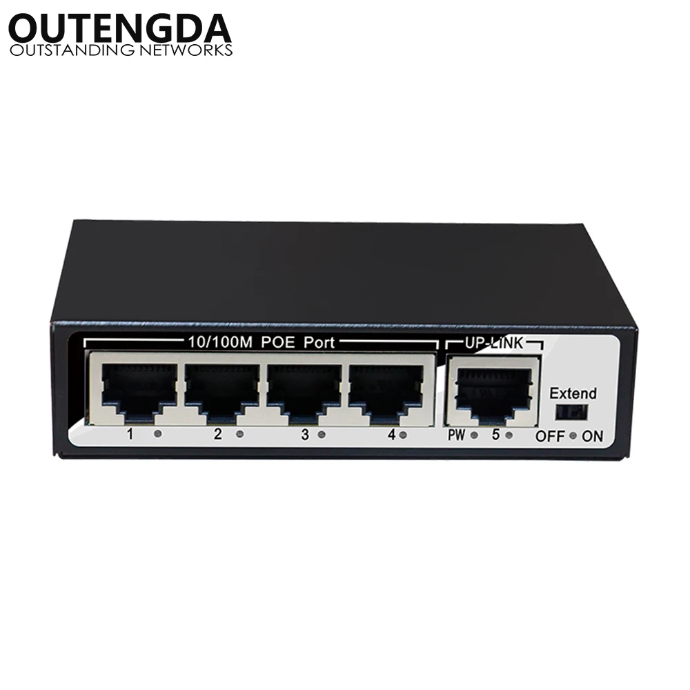 1 + 4 порта 10/100 мбит/с 48 вт мини PoE коммутатор Power over Ethernet IEEE802.3af/at в для IP камер