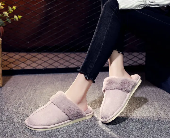 New Arrival Durable Home Slippers Unisex Micro Suede Upper Sheepskin Warm Comfortable Fur Plush Winter Slippers (19)