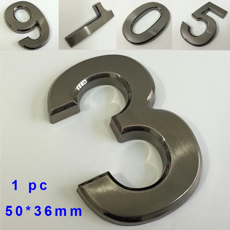 

1PC 50*35*6mm Black Color House Numbers Hotel Home Door ABS Plating Number Digits Sticker Plate Signs Address Plaque 2016 New