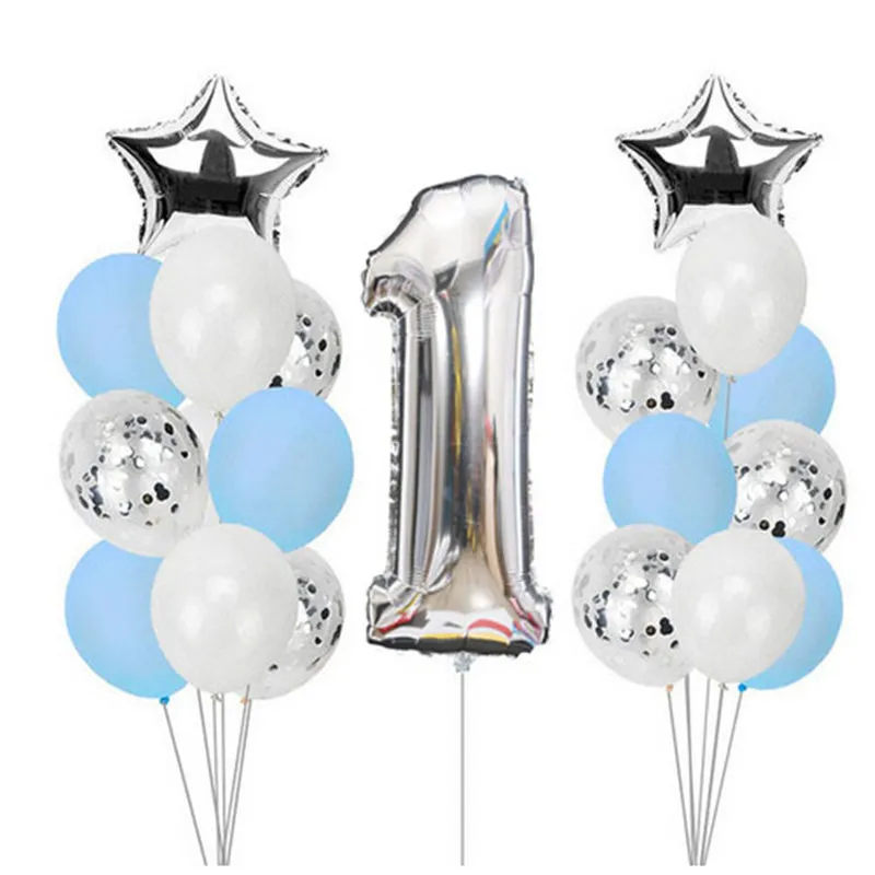 

1set Birthday Party Balloon Digit 1 Helium Foil Balloons Boy Girl My 1 Years old Baloon Baby Shower Party Decorations Supplies