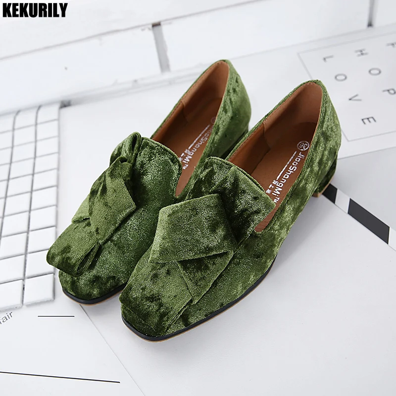 

Shoes Woman Korean Bowtie Flock Zapatos majer 2018 Slip on Flats Slides Loafers Slippers Flat Sandals Green purple black