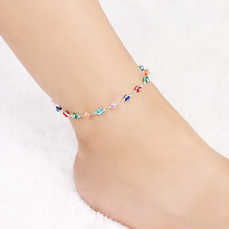 

Female Trendy Boho Evil Eye Ankle Chain Bracelet Solid 925 Sterling Silver Chain Anklets For Women Gorgeous Jewelry Gift SB178
