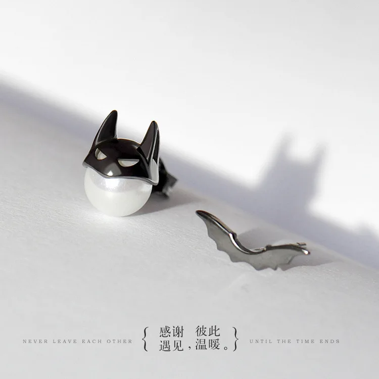 bat man earrings 100% 925 Sterling silver Jewelry fashion Hypoallergenic Stud earrings for women girl gift