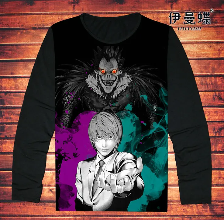 

Mens Short Sleeved Anime Death Note T-Shirt Fashion Full Print Death Note L Tees Top T Shirt For Adult