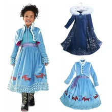 Платье Эльзы для девочек новые костюмы Снежной Королевы для детей, маскарадные платья костюм принцессы карнавальное платье Детские вечерние платья