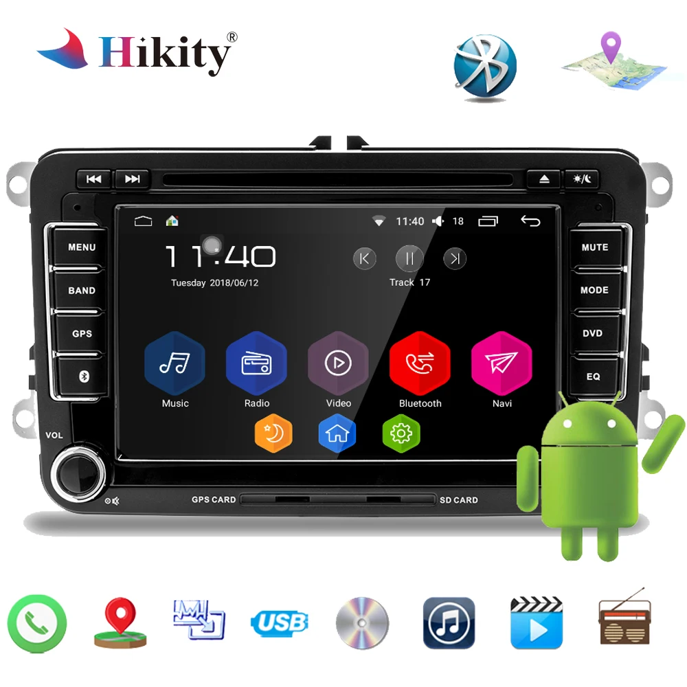

Hikity Car Multimedia Player 2 Din Android Car Radio GPS Autoradio for Volkswagen/POLO/PASSAT/Golf/ Skoda/Seat/Leon Radio Wifi