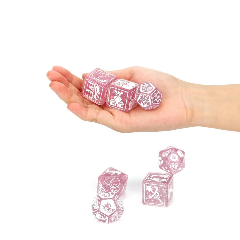 7Pcs Dice Party story cubes For dungeons and dragons Story Time Dice Polyhedral Multi Sided Acrylic Dice set #2P08 (7)