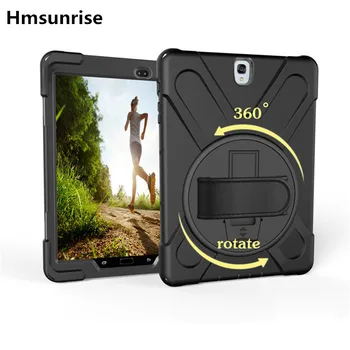 

360 rotating For Samsung Galaxy Tab S3 case T820 T825 funda Kids Safe Silicone Hard Tablet case 9.7 SM-T820 SM-T825 Hand Strap