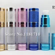 Высокая-конец 3 цвета 15 мл безвоздушного насоса бутылка лосьона Сущность крем для ухода за кожей Алюминий вакуумной упаковки бутылок 100 шт./лот