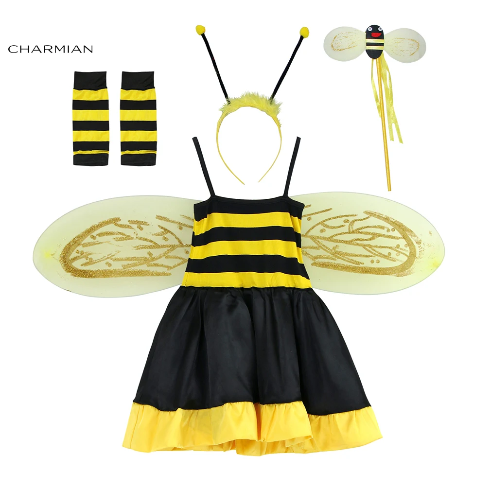 

Charmian Cute Bee Halloween Costume Dress for Girls Fantasia Bee Kids Halloween Fancy Dresses Masquerade Party Cosplay Clothing