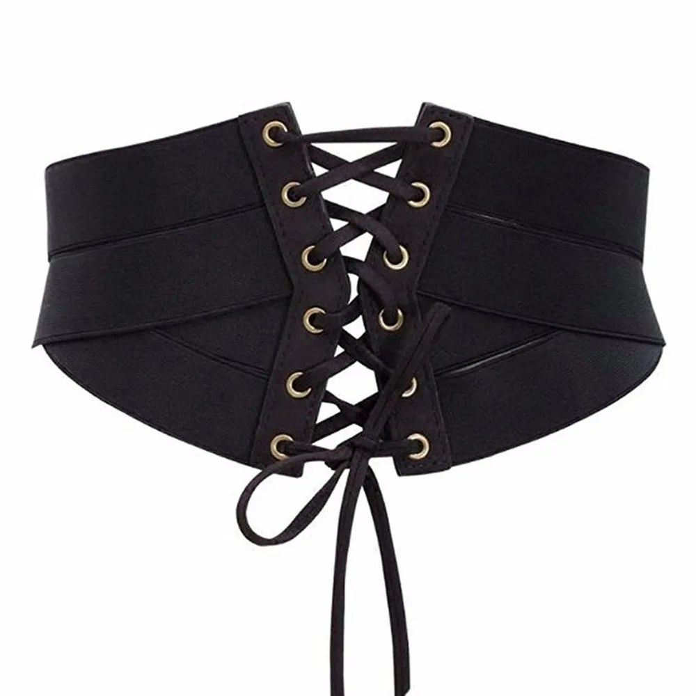 Sexy Women Lace Up Waistband Corset Belt Tank Shoulder Tie Up Eyelet ...