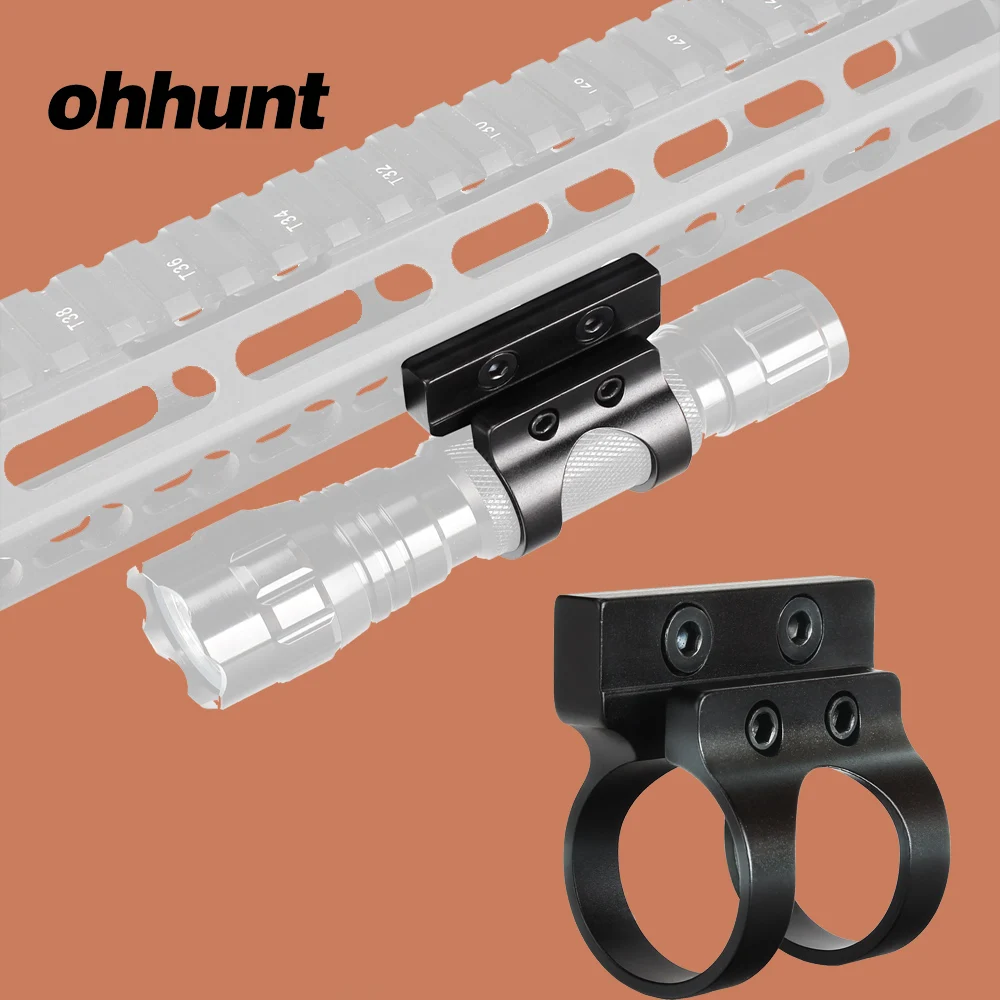 

ohhunt Tactical 1" Offset Flashlight Torch Laser Riflescope Mount Holder Rail Base for Hunting Keymod Handguard Rail Systems