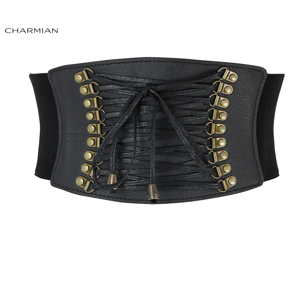 

Charmian Women's Vintage Corset Belt Vintage Gothic Underbust Corsets and Bustiers Elastic Waist Cincher Slim Shapewear Corselet