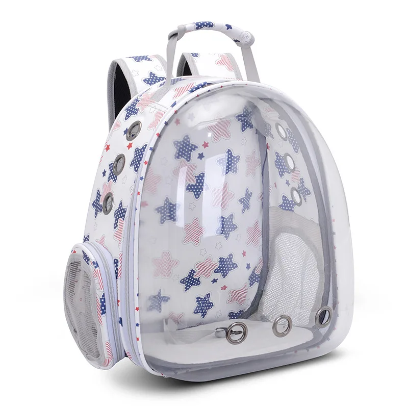 

Transparent Pet Cat Big Star PVC Black Backpacks 2019 Transparent Travel Bag Spring New Pet Space Stars Bag Portable Pet Bags