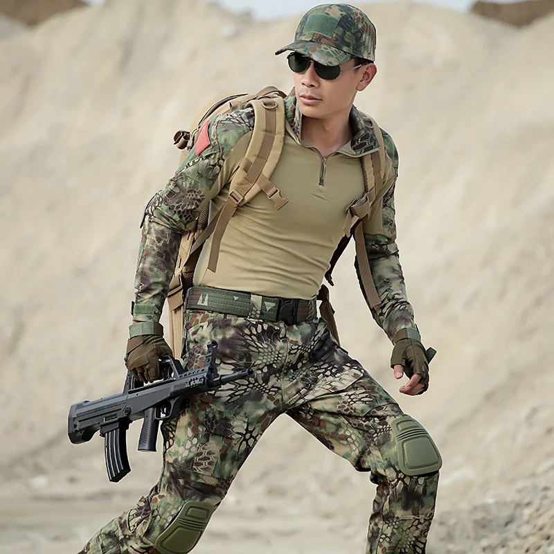 Тактический Костюм, Военная Тактическая форма, армейский Стиль, костюм лягушки, страйкбольная камуфляжная боевая одежда, рубашка с длинными рукавами+ штаны - Цвет: Green Python