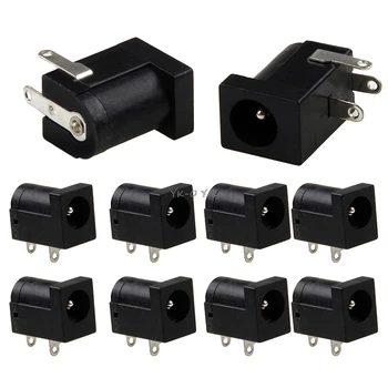 

10Pcs PCB Mount 5.5 x 2.1 mm Female DC Power Jack Plug Socket Connector Black