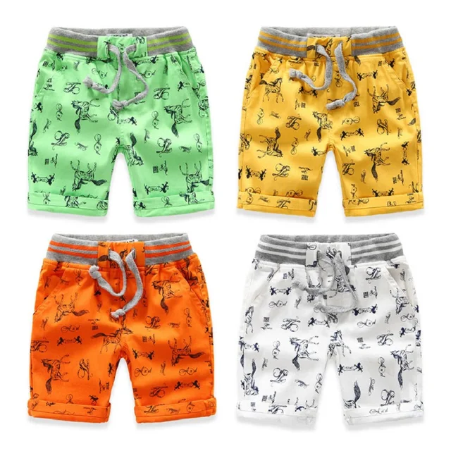 Cartoon Printed Horse Summer Boys Shorts Breathable Linen 100% Cotton Children Shorts For Girls 2-7 Years Kids Clothes 1