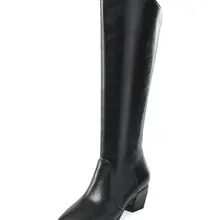 Новые модные сапоги до колена; зимние женские сапоги; теплые зимние сапоги; повседневная обувь на высоком каблуке; женские сапоги с острым носком