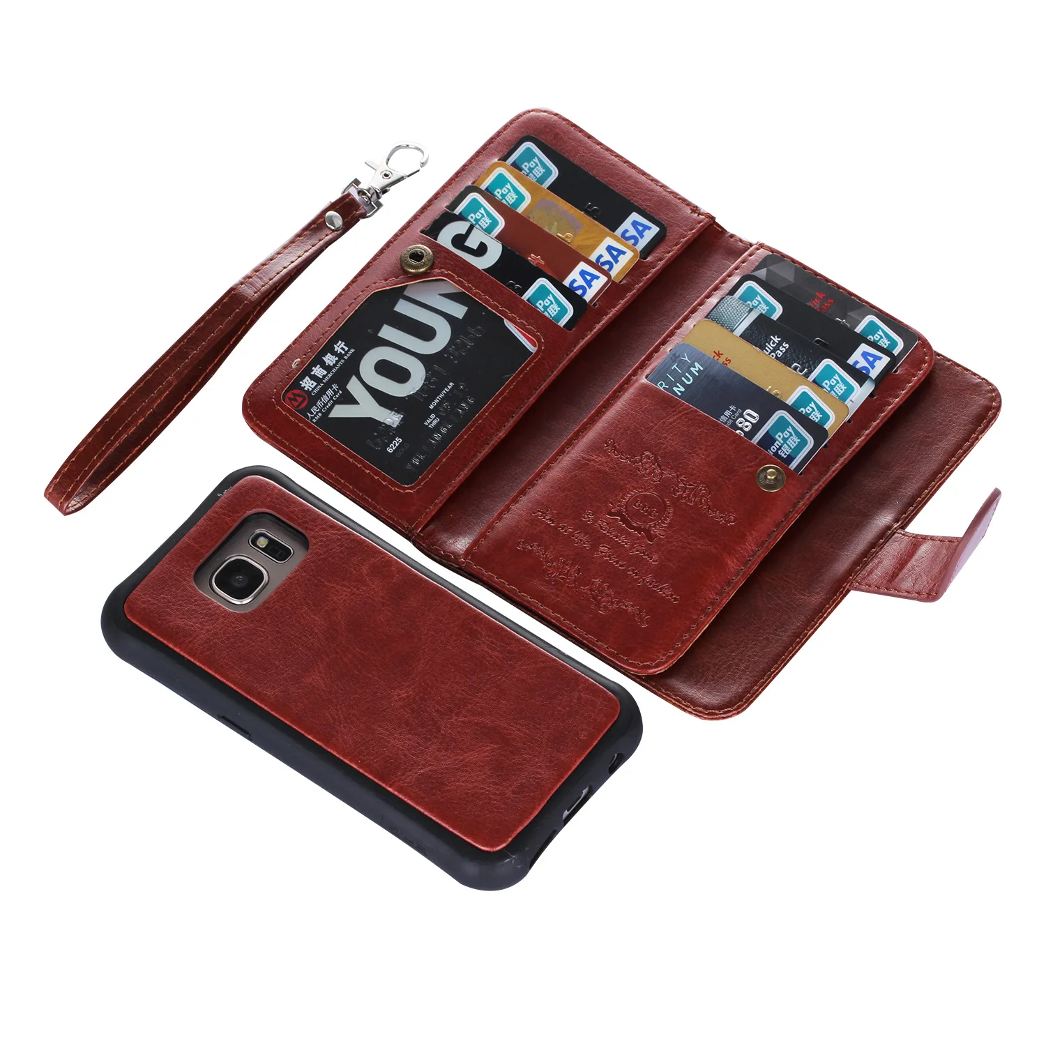 Luxury Genuine Leather Phone Cases for Samsung Galaxy S7 S7 Edge Wallet