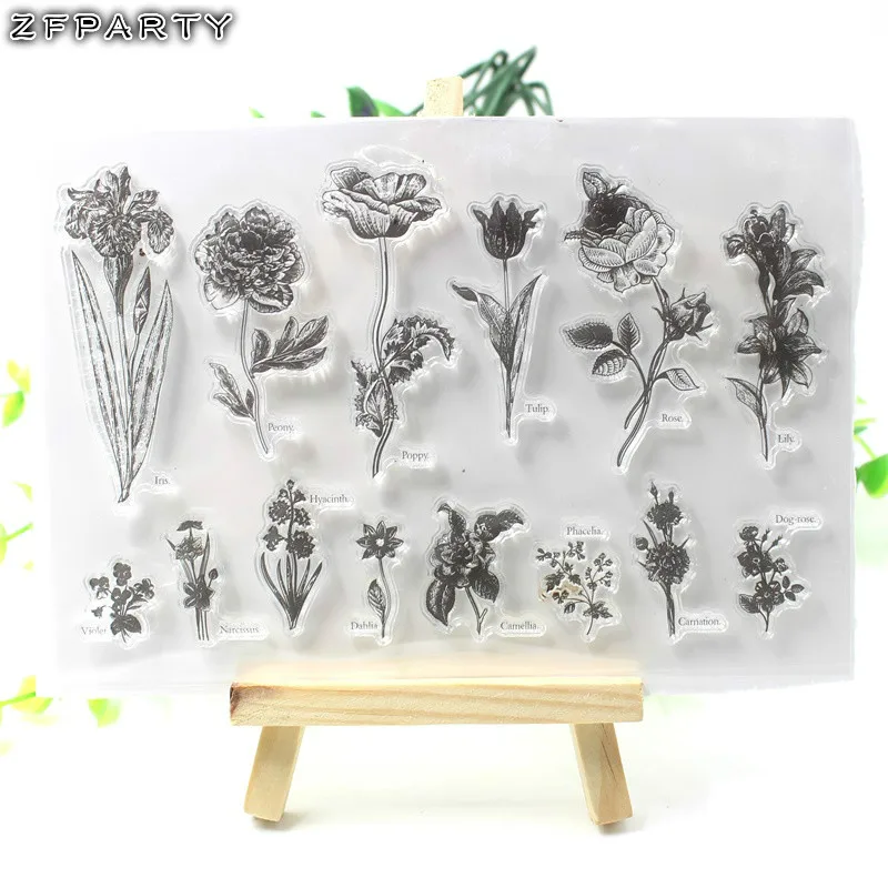 

ZFPARTY Flowers Transparent Clear Silicone Stamp/Seal for DIY scrapbooking/photo album Decorative clear stamp sheets