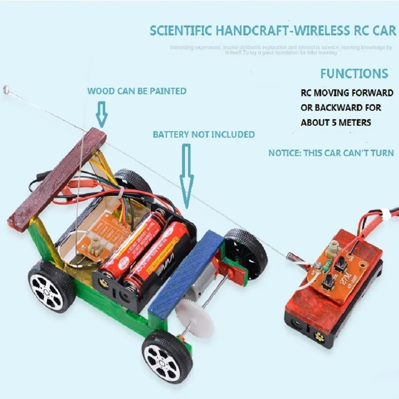 DIY деревянный Радиоуправляемый автомобиль модель комплект деревянный пульт дистанционного управления игрушка набор Дети физика научный эксперимент Собранный автомобиль Развивающие игрушки для детей