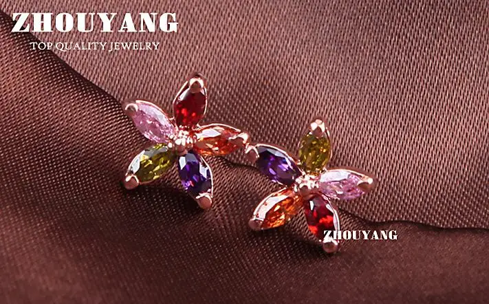 Высококачественные серьги-гвоздики Wintersweet цвета розового золота с настоящими Австрийскими кристаллами ZYE062 ZYE007 ZYE008