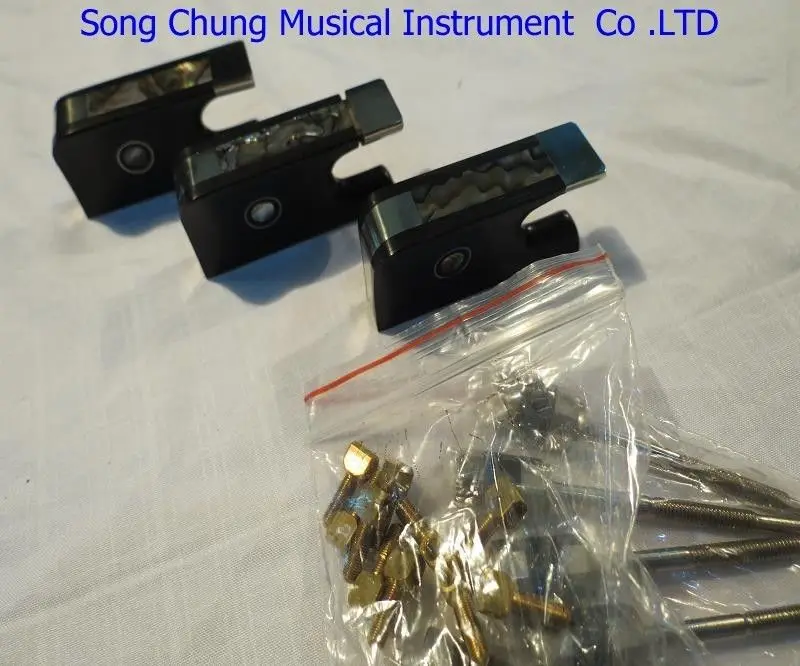 

3 pcs ebony Violin bow frogs with copper mounted