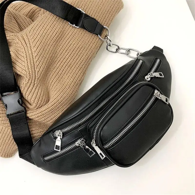 

Belt Bag Luxury Brand Leather Chest Handbag Beige New Fashion High Quality 2019 New Bags for Women Pack Waist Bag Women Round
